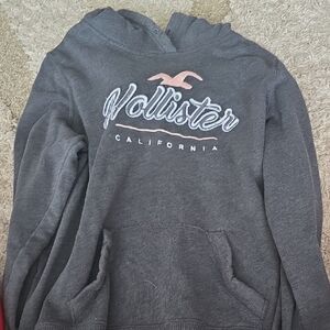Hollister Charcoal Hoodie with Pink Accents